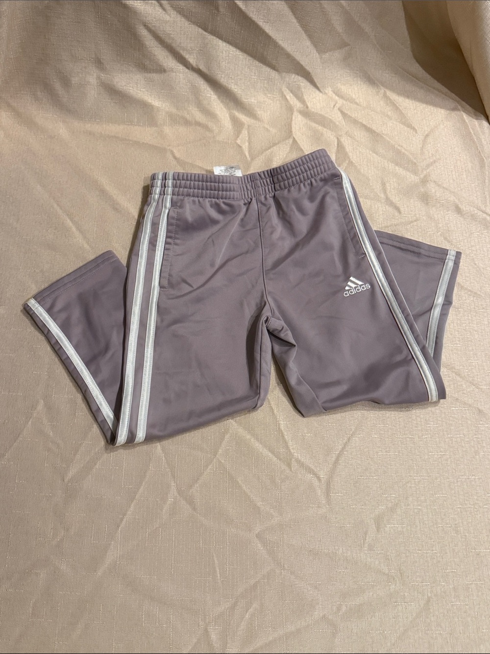 adidas Kids Lavender Track Pants with White Stripes
